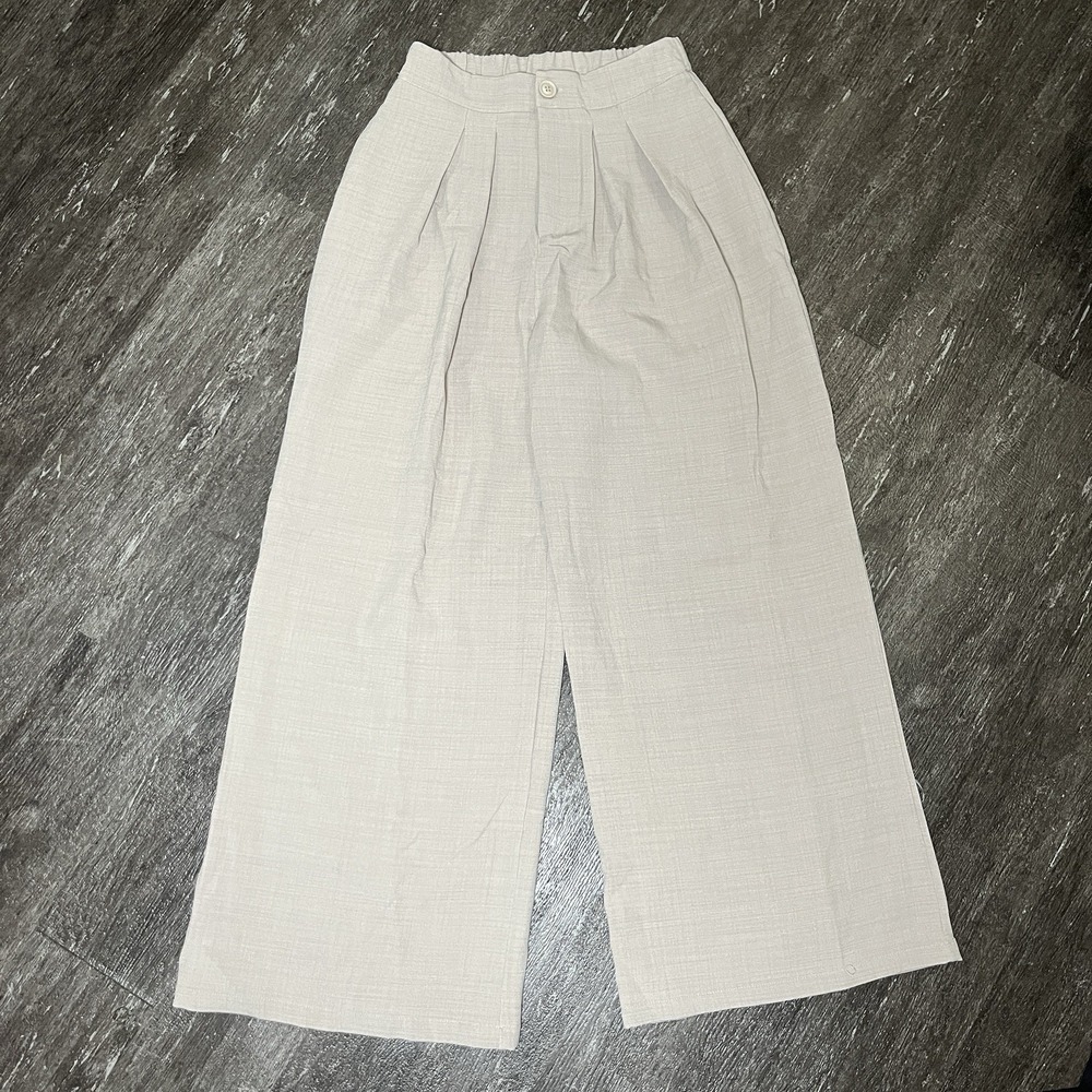HYFVE Pants Womens Size L Beige Wide Leg Lagenlook Bohemian Artsy